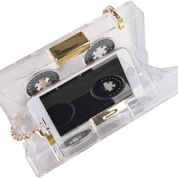 Tape Shaped Shoulder Bag Radio Recorder PU Crossbody Bag Women's Retro Evening B - Picture 5 of 5